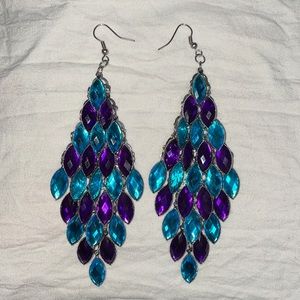 Purple and blue dangle earrings